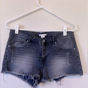 H&M Faded Black Distressed Cut Off Denim Shorts Size 8